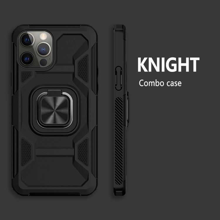 For iPhone 12 / 12 Pro Knight Cool Series PC + TPU Shockproof Case with Magnetic Ring Holder