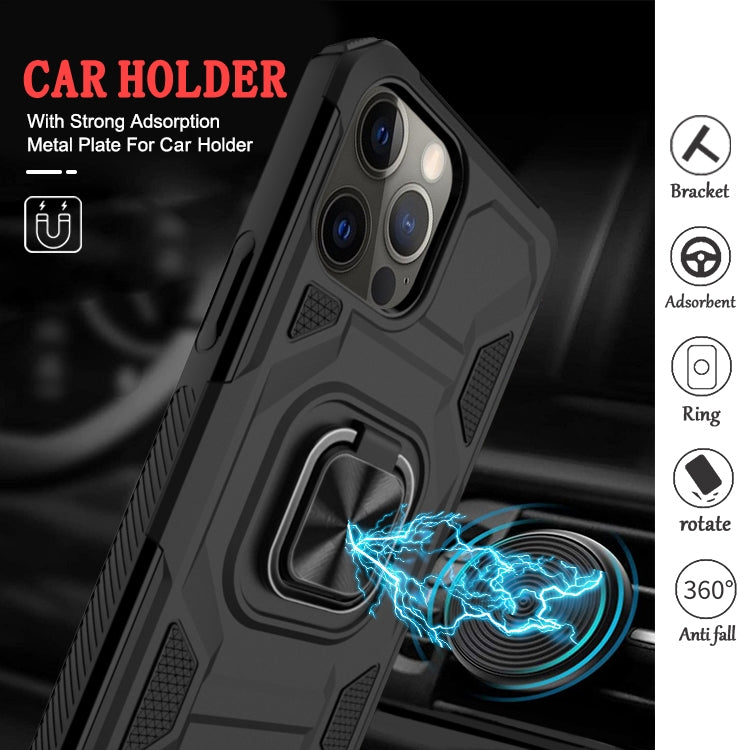 For iPhone 12 / 12 Pro Knight Cool Series PC + TPU Shockproof Case with Magnetic Ring Holder