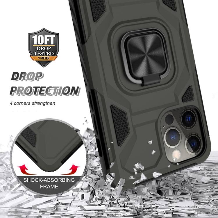 For iPhone 12 / 12 Pro Knight Cool Series PC + TPU Shockproof Case with Magnetic Ring Holder