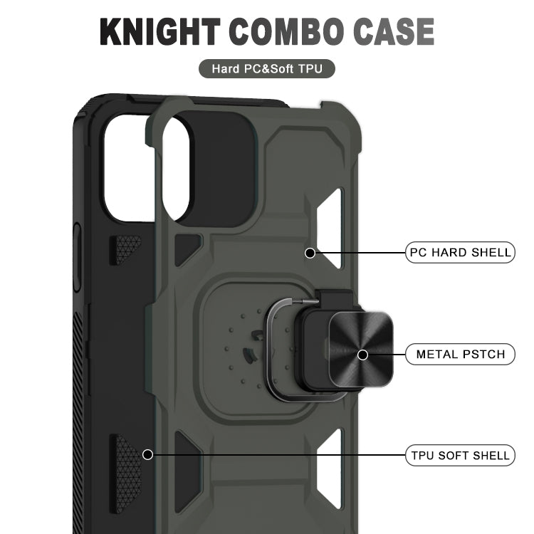 For iPhone 12 / 12 Pro Knight Cool Series PC + TPU Shockproof Case with Magnetic Ring Holder
