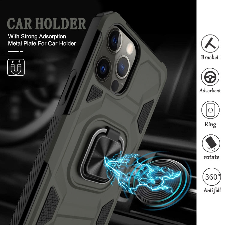 For iPhone 12 / 12 Pro Knight Cool Series PC + TPU Shockproof Case with Magnetic Ring Holder