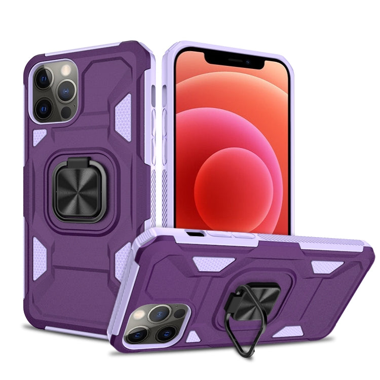 For iPhone 12 / 12 Pro Knight Cool Series PC + TPU Shockproof Case with Magnetic Ring Holder
