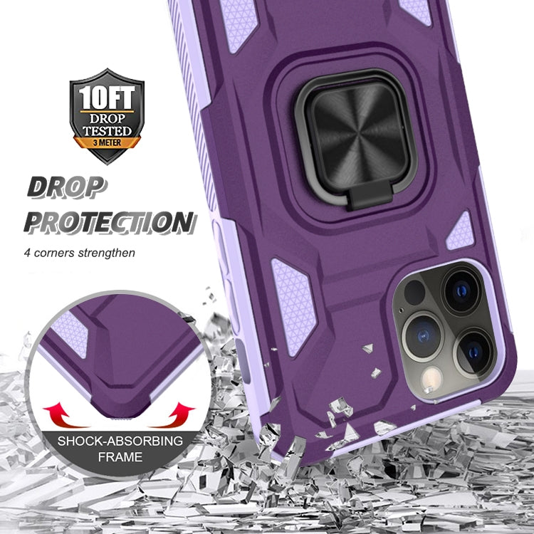 For iPhone 12 / 12 Pro Knight Cool Series PC + TPU Shockproof Case with Magnetic Ring Holder
