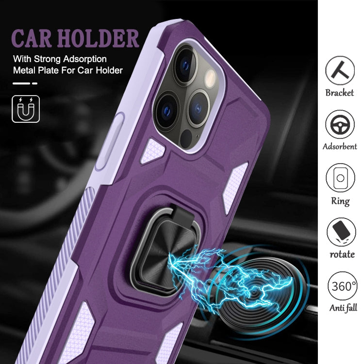 For iPhone 12 / 12 Pro Knight Cool Series PC + TPU Shockproof Case with Magnetic Ring Holder