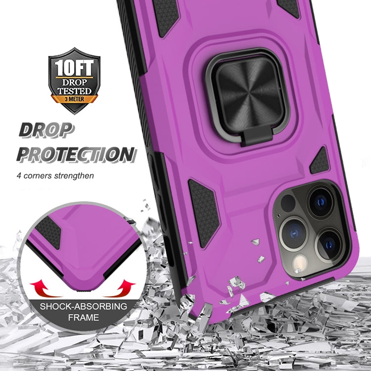 For iPhone 12 / 12 Pro Knight Cool Series PC + TPU Shockproof Case with Magnetic Ring Holder