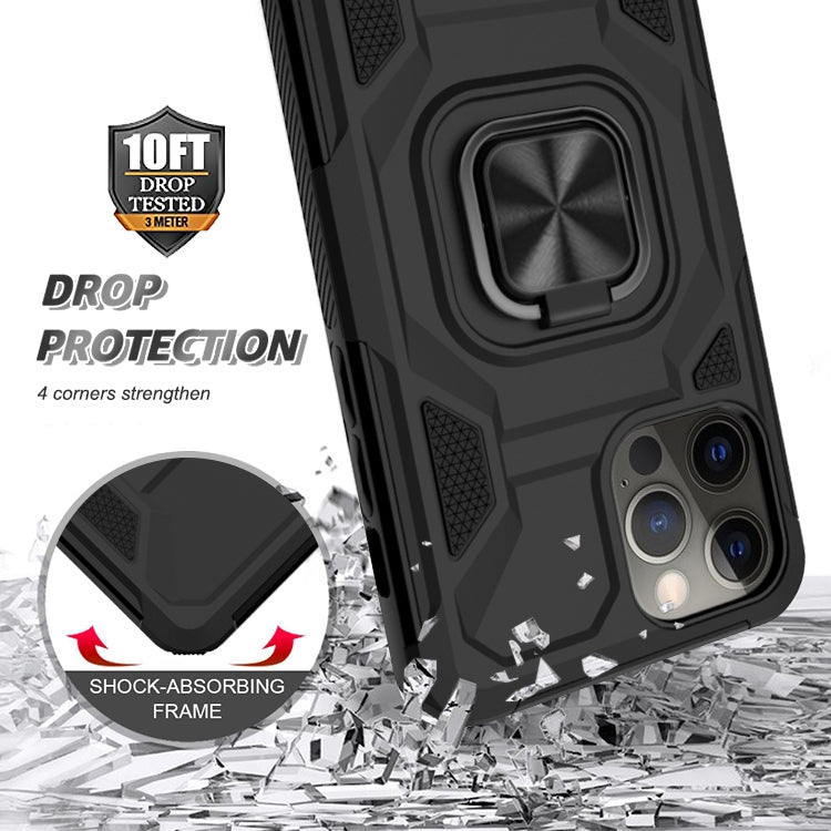 For iPhone 13 mini Knight Cool Series PC + TPU Shockproof Case with Magnetic Ring Holder For iPhone 12 Pro Max