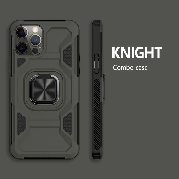 For iPhone 13 mini Knight Cool Series PC + TPU Shockproof Case with Magnetic Ring Holder For iPhone 12 Pro Max