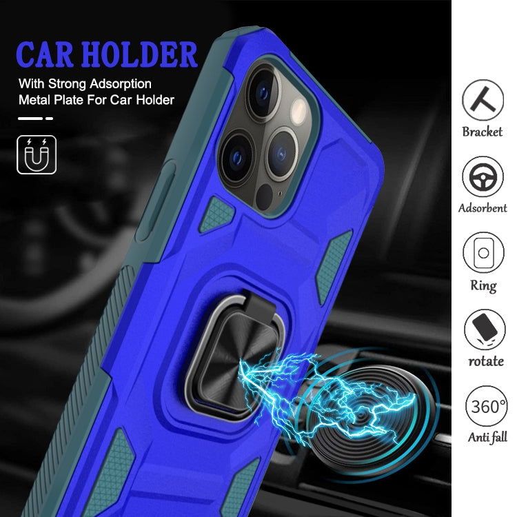For iPhone 13 mini Knight Cool Series PC + TPU Shockproof Case with Magnetic Ring Holder For iPhone 12 Pro Max