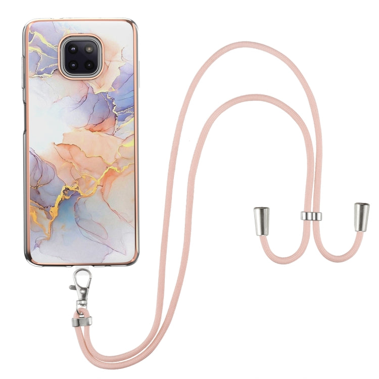 For Motorola Moto G Power 2021 Electroplating Pattern IMD TPU Shockproof Case with Neck Lanyard