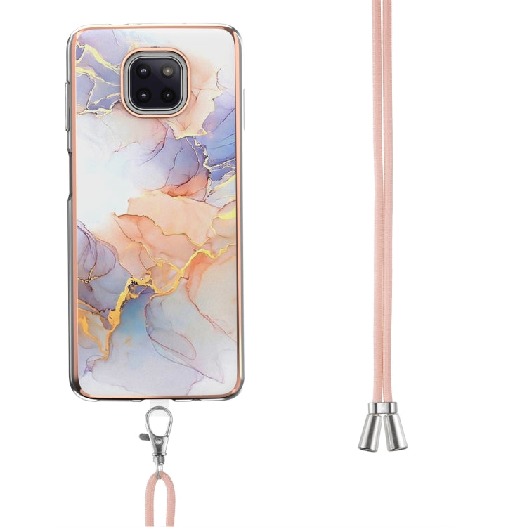 For Motorola Moto G Power 2021 Electroplating Pattern IMD TPU Shockproof Case with Neck Lanyard
