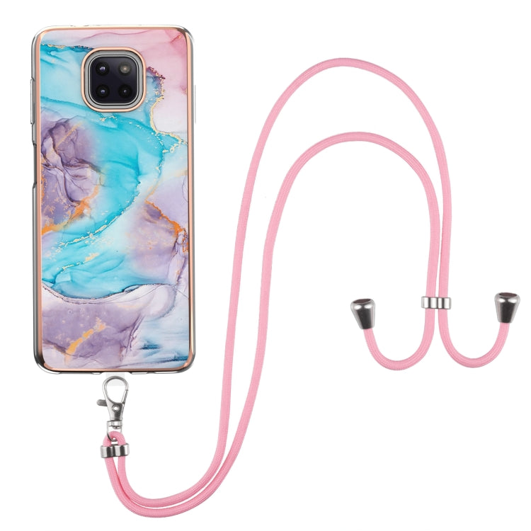 For Motorola Moto G Power 2021 Electroplating Pattern IMD TPU Shockproof Case with Neck Lanyard