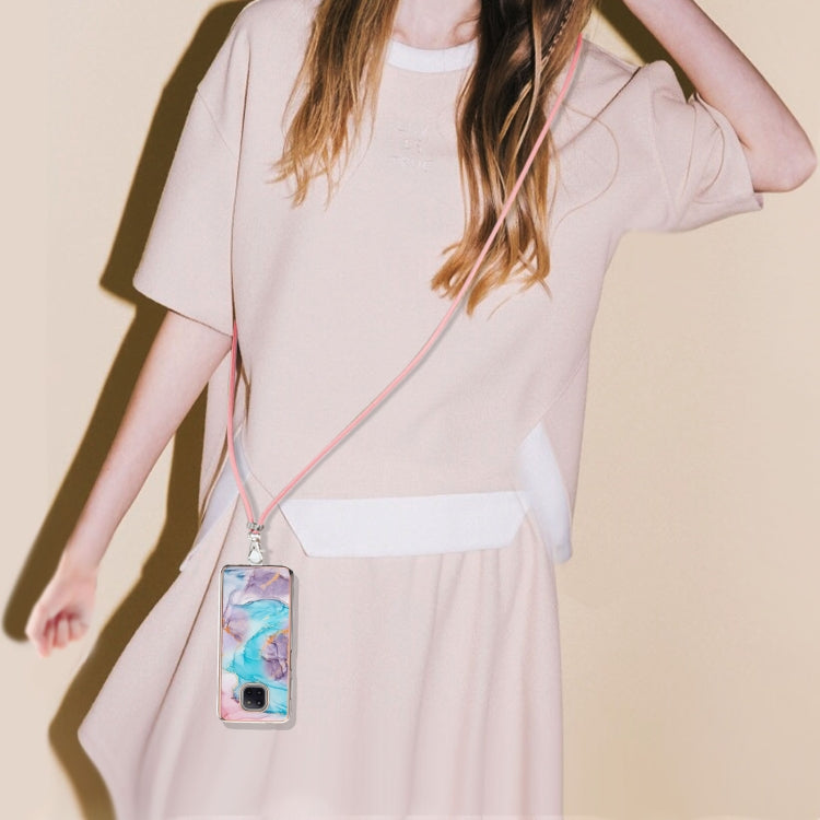For Motorola Moto G Power 2021 Electroplating Pattern IMD TPU Shockproof Case with Neck Lanyard