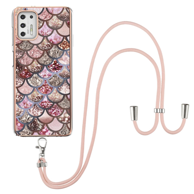 For Motorola Moto G Stylus 2021 Electroplating Pattern IMD TPU Shockproof Case with Neck Lanyard
