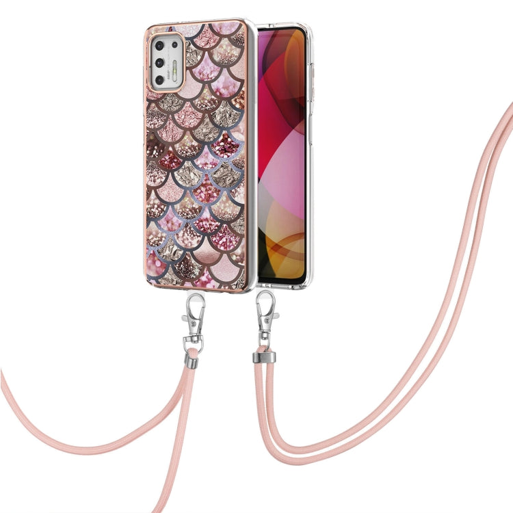 For Motorola Moto G Stylus 2021 Electroplating Pattern IMD TPU Shockproof Case with Neck Lanyard