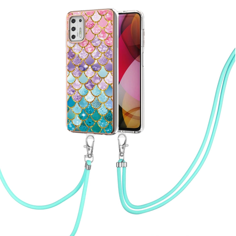 For Motorola Moto G Stylus 2021 Electroplating Pattern IMD TPU Shockproof Case with Neck Lanyard