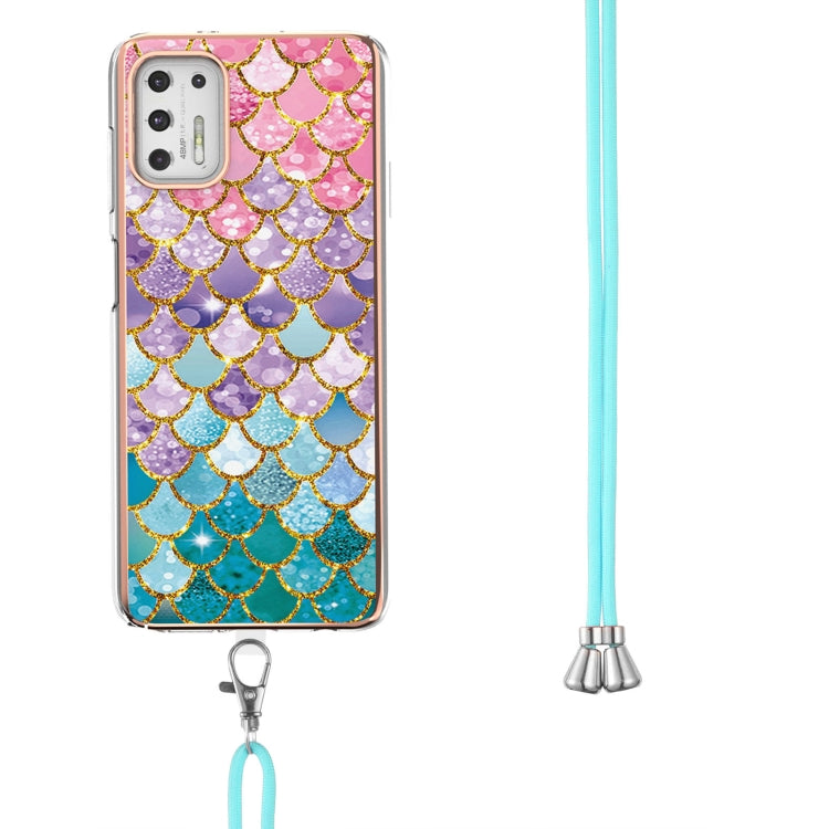 For Motorola Moto G Stylus 2021 Electroplating Pattern IMD TPU Shockproof Case with Neck Lanyard