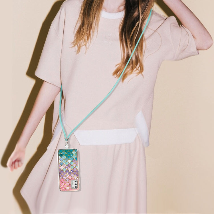 For Motorola Moto G Stylus 2021 Electroplating Pattern IMD TPU Shockproof Case with Neck Lanyard