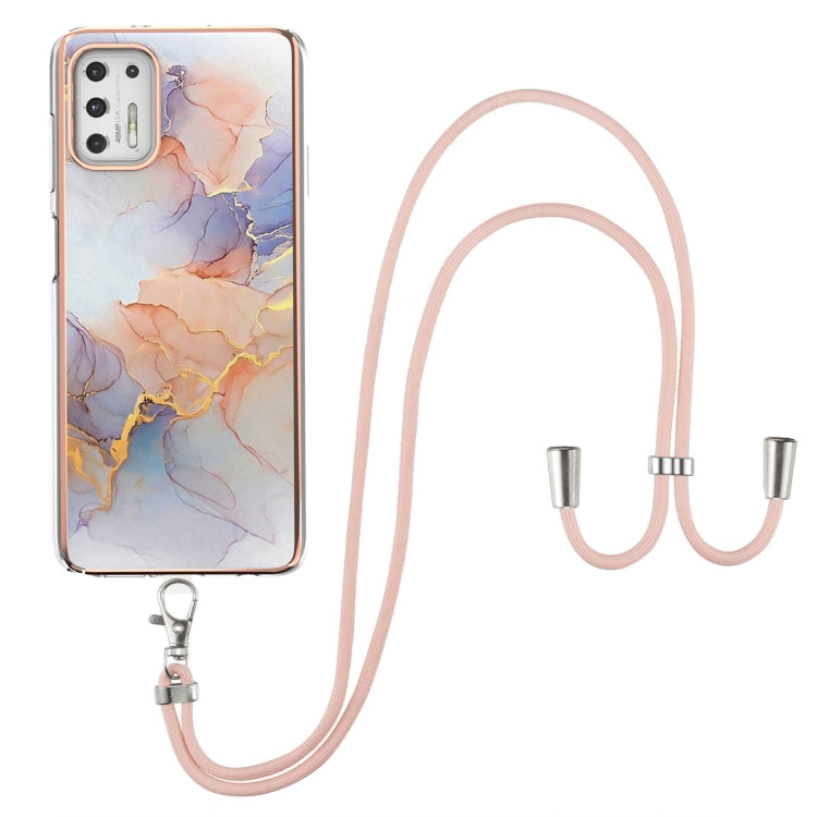 For Motorola Moto G Stylus 2021 Electroplating Pattern IMD TPU Shockproof Case with Neck Lanyard