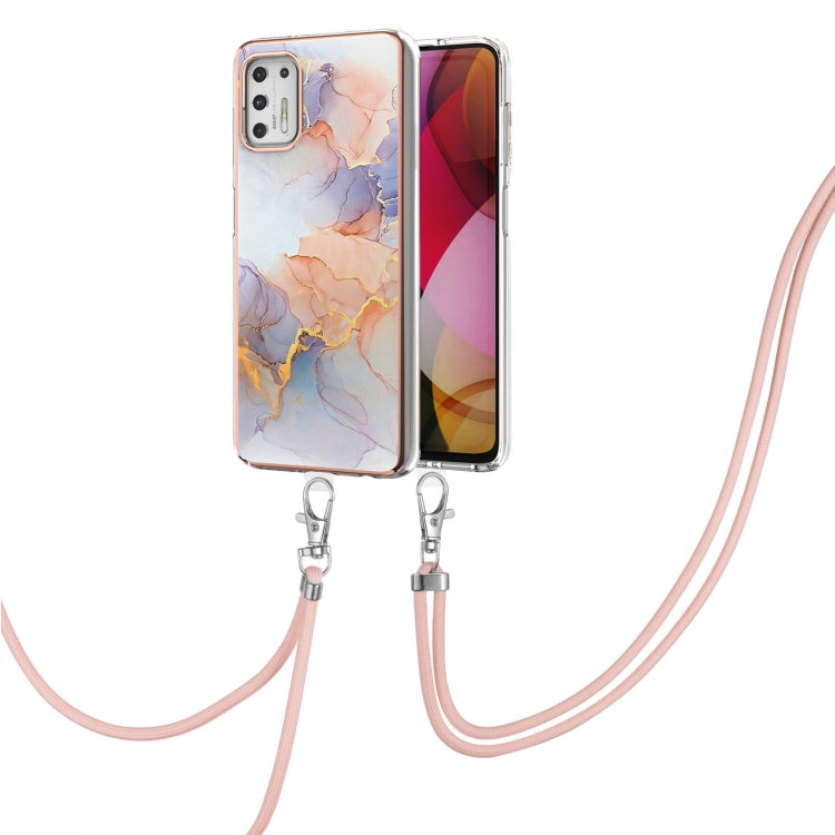 For Motorola Moto G Stylus 2021 Electroplating Pattern IMD TPU Shockproof Case with Neck Lanyard