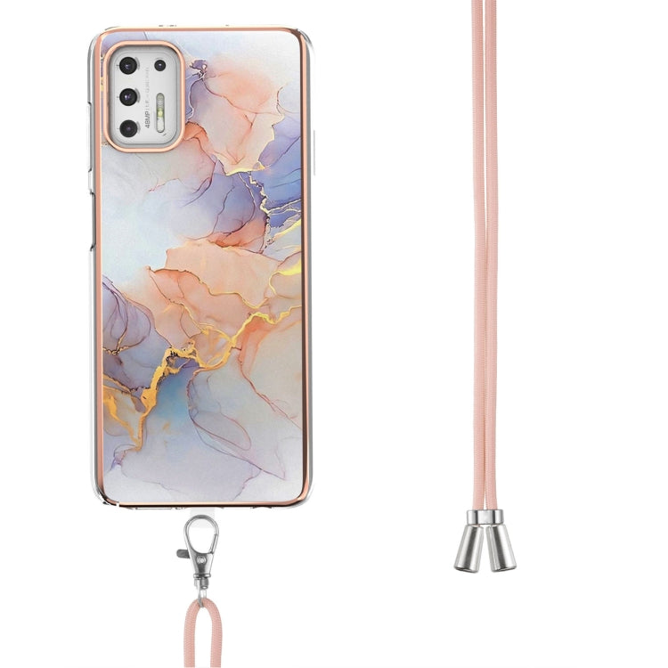 For Motorola Moto G Stylus 2021 Electroplating Pattern IMD TPU Shockproof Case with Neck Lanyard