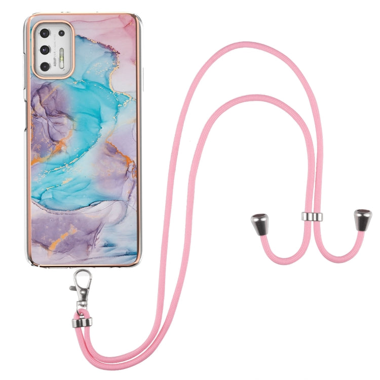 For Motorola Moto G Stylus 2021 Electroplating Pattern IMD TPU Shockproof Case with Neck Lanyard