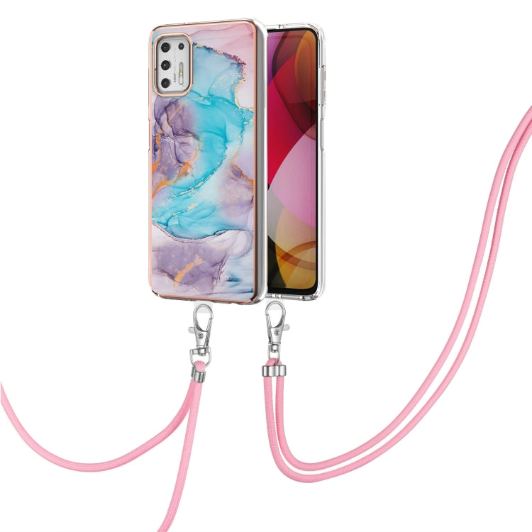 For Motorola Moto G Stylus 2021 Electroplating Pattern IMD TPU Shockproof Case with Neck Lanyard