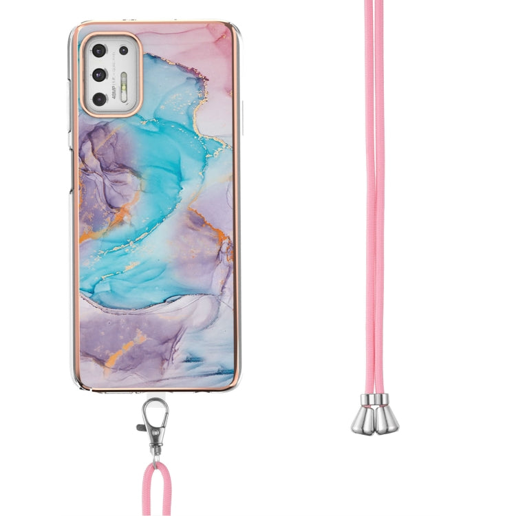 For Motorola Moto G Stylus 2021 Electroplating Pattern IMD TPU Shockproof Case with Neck Lanyard