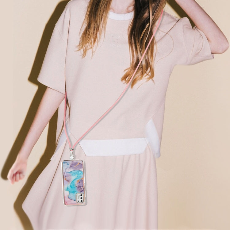 For Motorola Moto G Stylus 2021 Electroplating Pattern IMD TPU Shockproof Case with Neck Lanyard