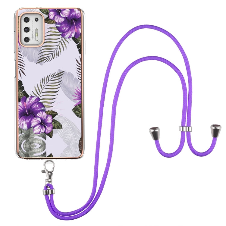 For Motorola Moto G Stylus 2021 Electroplating Pattern IMD TPU Shockproof Case with Neck Lanyard