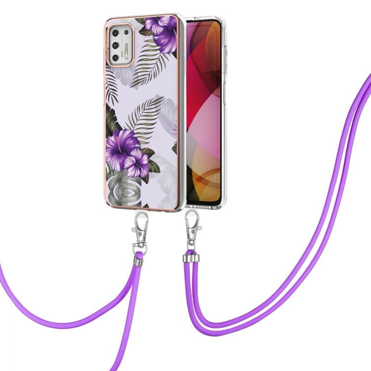 For Motorola Moto G Stylus 2021 Electroplating Pattern IMD TPU Shockproof Case with Neck Lanyard