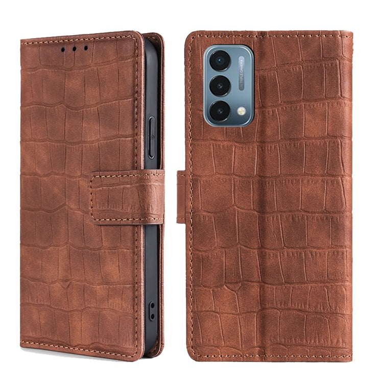 Skin Feel Crocodile Texture Magnetic Clasp Horizontal Flip PU Leather Case with Holder & Card Slots & Wallet For OnePlus Nord N200 5G