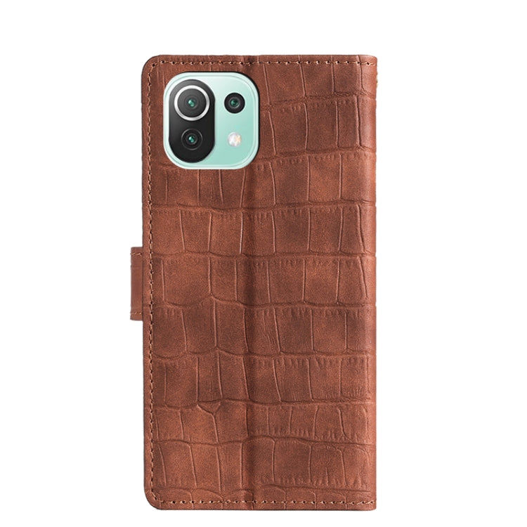 Skin Feel Crocodile Texture Magnetic Clasp Horizontal Flip PU Leather Case with Holder & Card Slots & Wallet For Xiaomi Mi 11 Lite