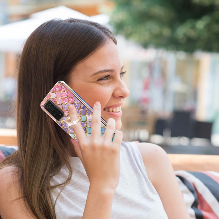 For Xiaomi Mi 10T 5G/10T Pro 5G Electroplating Pattern IMD TPU Shockproof Case with Rhinestone Ring Holder