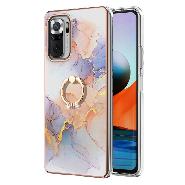 For Xiaomi Redmi Note 10 Pro/ 10 Pro Max Electroplating Pattern IMD TPU Shockproof Case with Rhinestone Ring Holder