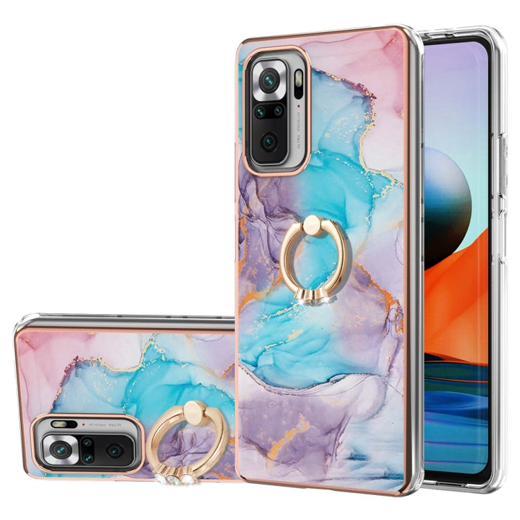 For Xiaomi Redmi Note 10 Pro/ 10 Pro Max Electroplating Pattern IMD TPU Shockproof Case with Rhinestone Ring Holder