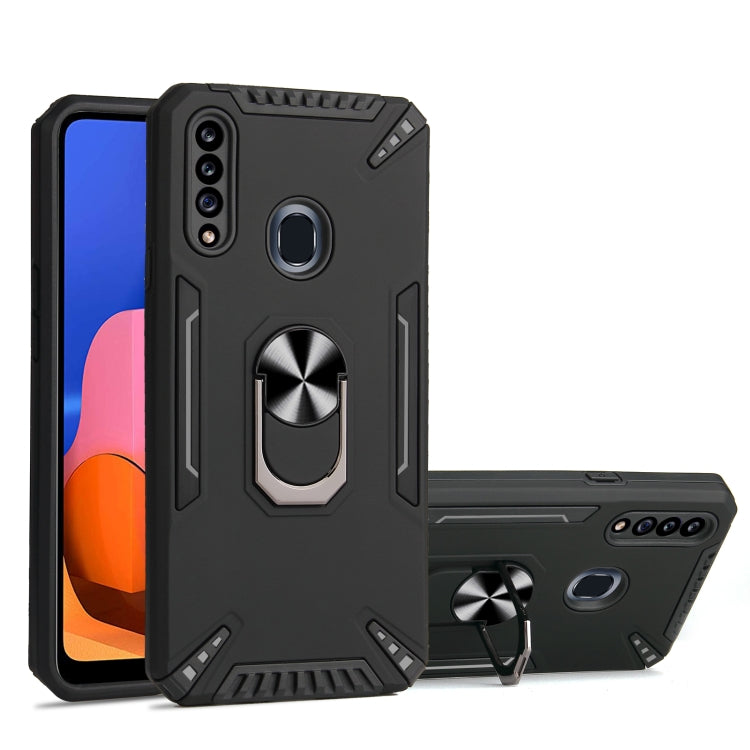 For Samsung Galaxy A20s PC + TPU Protective Case with 360 Degrees Rotatable Ring Holder