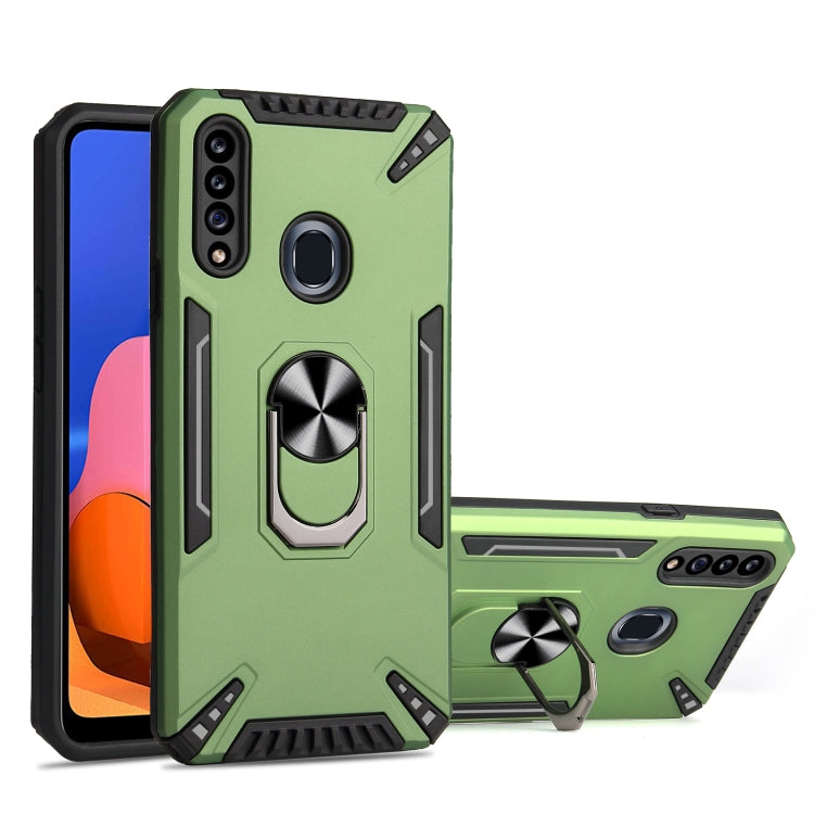 For Samsung Galaxy A20s PC + TPU Protective Case with 360 Degrees Rotatable Ring Holder