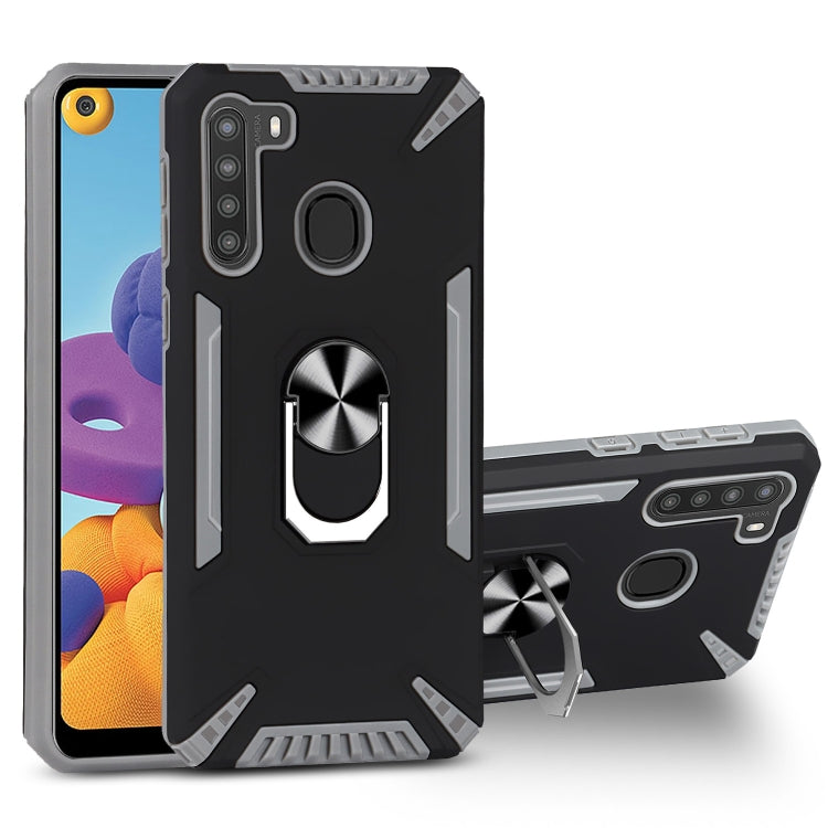 For Samsung Galaxy A21 PC + TPU Protective Case with 360 Degrees Rotatable Ring Holder