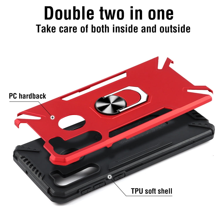 For Samsung Galaxy A21 PC + TPU Protective Case with 360 Degrees Rotatable Ring Holder