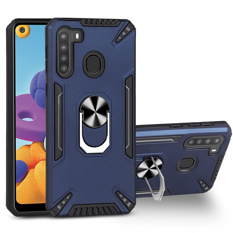 For Samsung Galaxy A21 PC + TPU Protective Case with 360 Degrees Rotatable Ring Holder