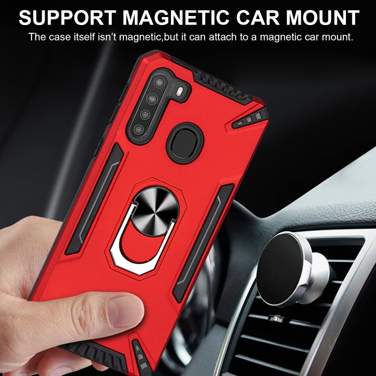 For Samsung Galaxy A21 PC + TPU Protective Case with 360 Degrees Rotatable Ring Holder