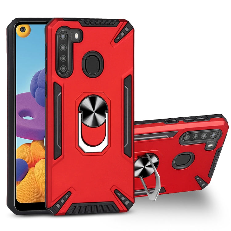 For Samsung Galaxy A21 PC + TPU Protective Case with 360 Degrees Rotatable Ring Holder