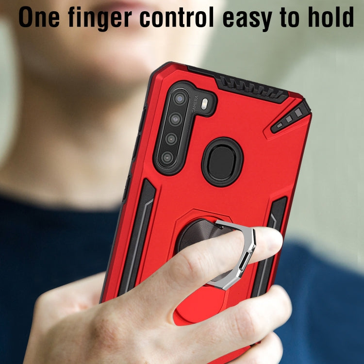 For Samsung Galaxy A21 PC + TPU Protective Case with 360 Degrees Rotatable Ring Holder