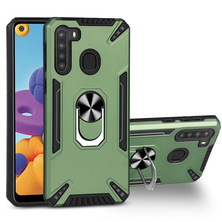 For Samsung Galaxy A21 PC + TPU Protective Case with 360 Degrees Rotatable Ring Holder