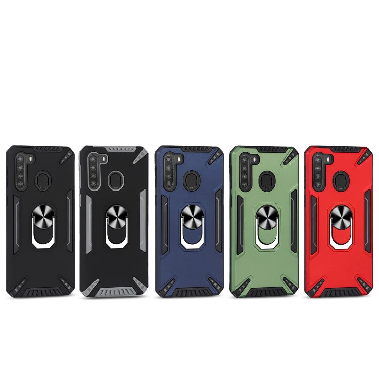 For Samsung Galaxy A21 PC + TPU Protective Case with 360 Degrees Rotatable Ring Holder