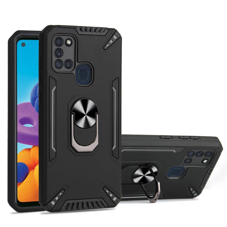 For Samsung Galaxy A21s PC + TPU Protective Case with 360 Degrees Rotatable Ring Holder
