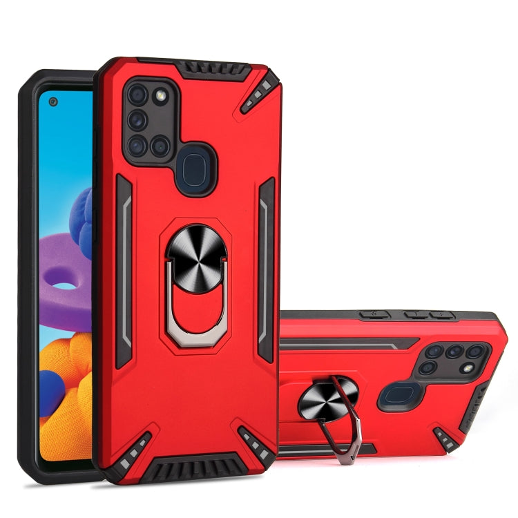 For Samsung Galaxy A21s PC + TPU Protective Case with 360 Degrees Rotatable Ring Holder