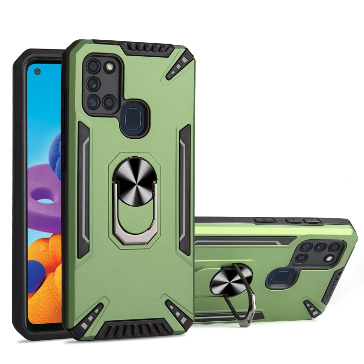 For Samsung Galaxy A21s PC + TPU Protective Case with 360 Degrees Rotatable Ring Holder