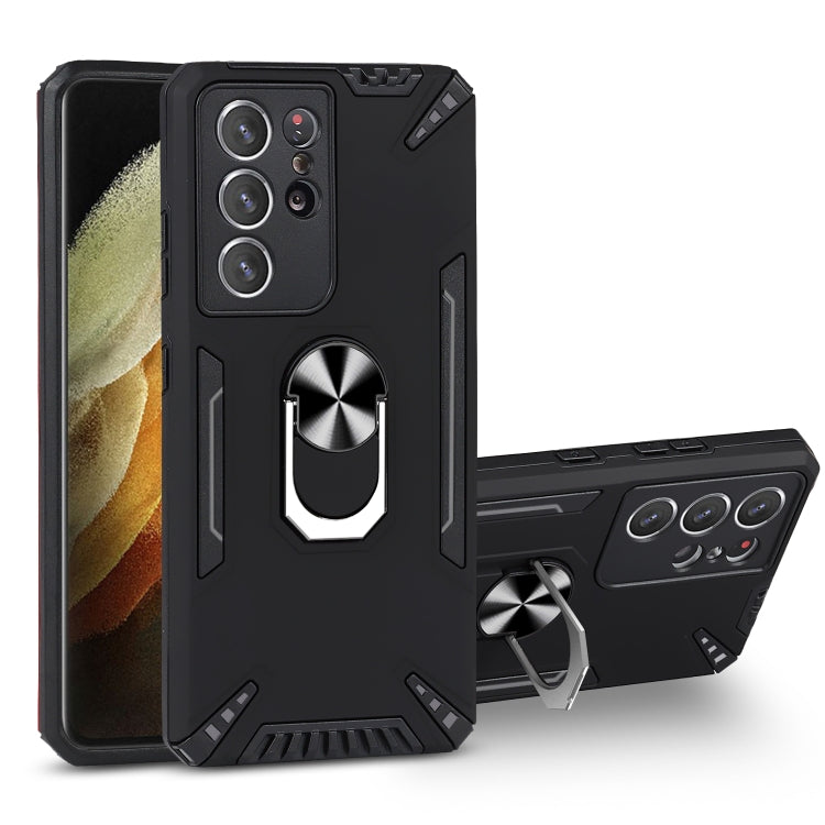 For Samsung Galaxy S21 Ultra 5G PC + TPU Protective Case with 360 Degrees Rotatable Ring Holder