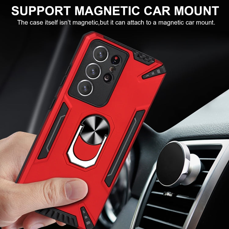 For Samsung Galaxy S21 Ultra 5G PC + TPU Protective Case with 360 Degrees Rotatable Ring Holder